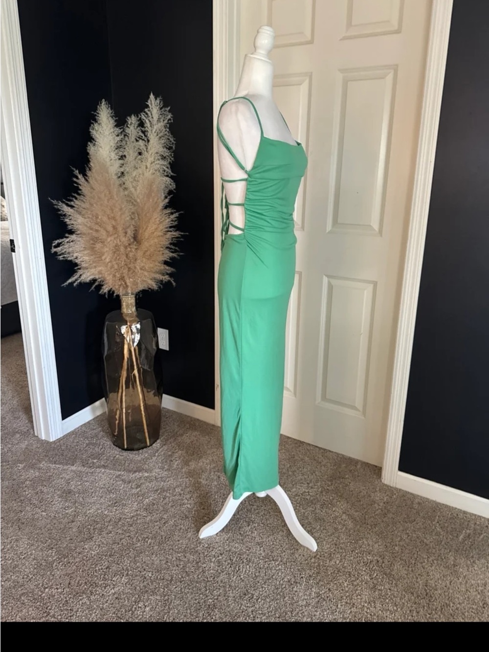 NWT Zara Draped Open Back Dress in Mid-green size Medium - Picture 8 of 12